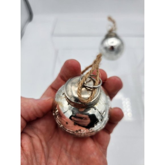 Vintage Kugel Style Silver Crackle Mercury Glass Ball Christmas Ornament - Picture 4 of 8